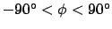 $-90^\circ<\phi<90^\circ$