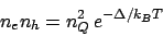 \begin{displaymath}
n_en_h = n_Q^2 e^{-\Delta/k_BT}
\end{displaymath}