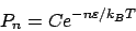 \begin{displaymath}P_n = Ce^{-n\varepsilon/k_BT}\end{displaymath}