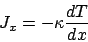 \begin{displaymath}
J_x = -\kappa\frac{dT}{dx}
\end{displaymath}