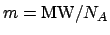 $m = \mathrm{MW}/N_A$