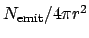 $N_\mathrm{emit}/4\pi r^2$
